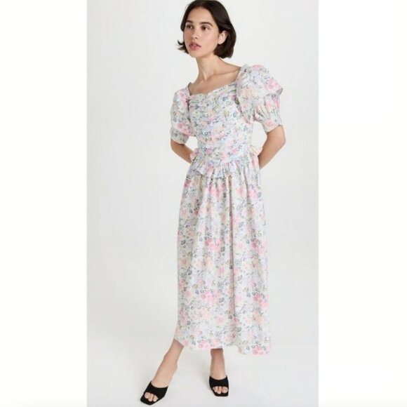 NWT Batsheva x Laura Ashley Eden Floral Cotton Midi Dress Size 14 - Picture 1 of 4